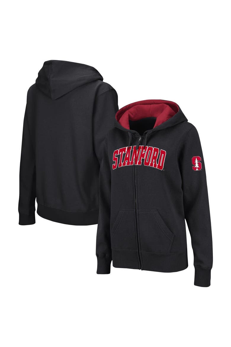 Women's Colosseum  Black Stanford Cardinal Arched Name Full-Zip Hoodie, Alternate, color, Black