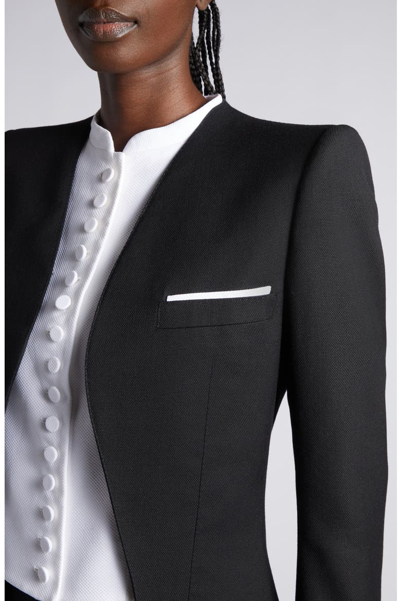 Sharp Shoulder Wool & Silk Panama Cutaway Jacket, Alternate, color, BLACK