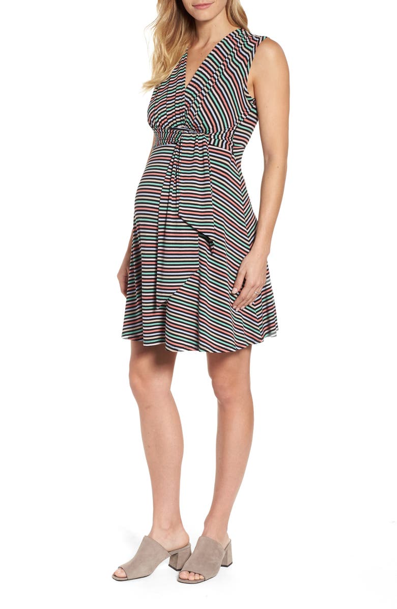 Maternal America Tie Front Maternity Dress, Main, color, 
