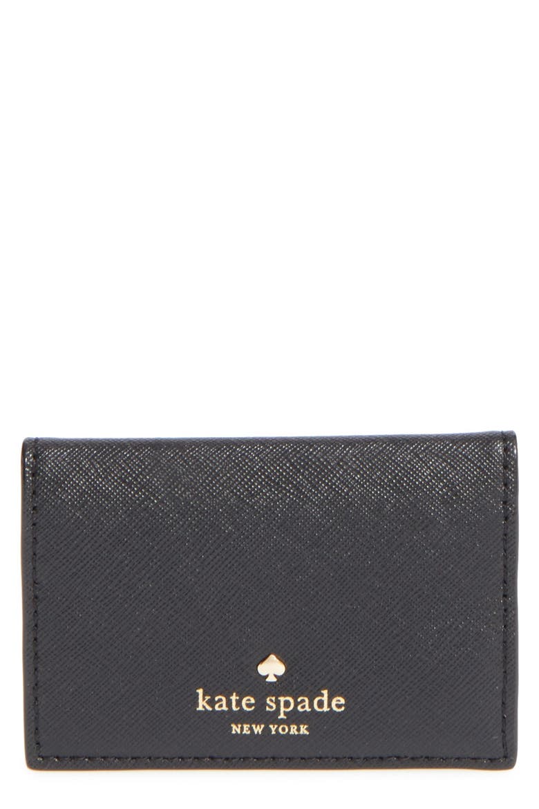 'cedar street - melanie' leather card case, Main, color, BLACK