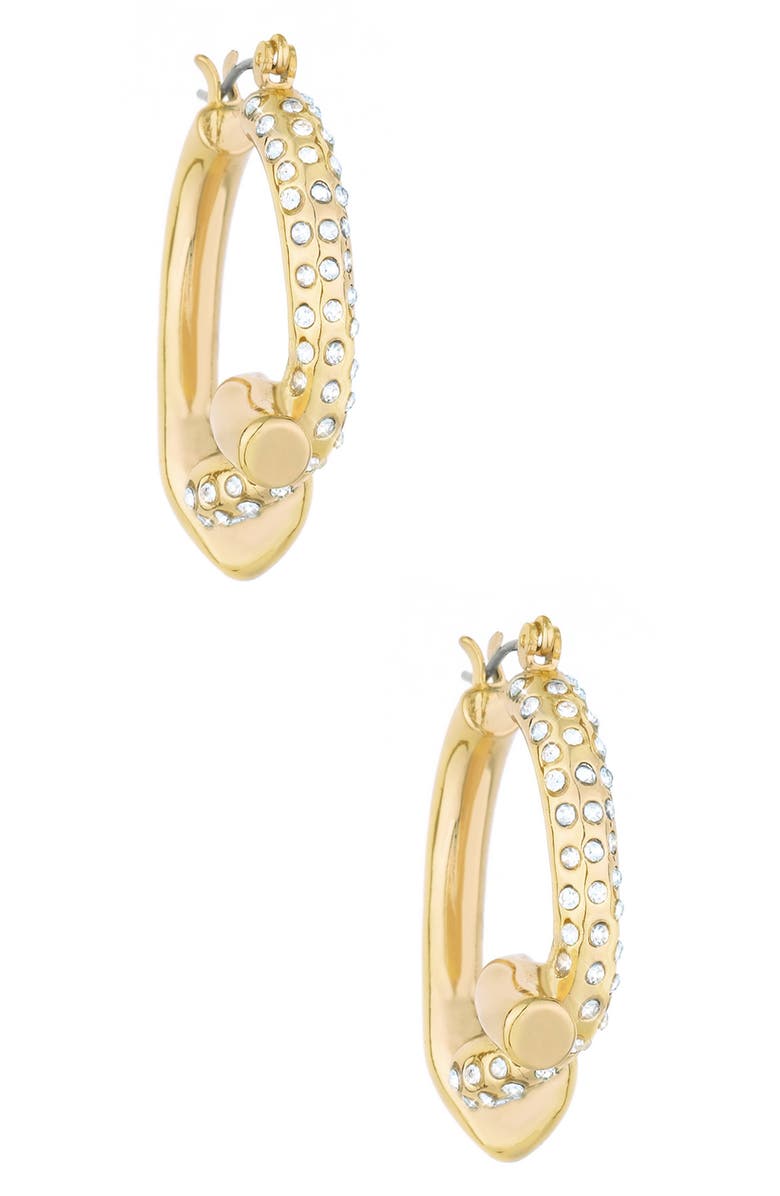 Ettika Crystal Knot Hoop Earrings, Alternate, color, Gold