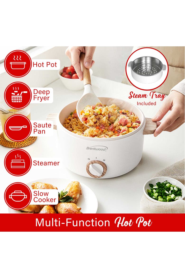 1.5-L Multi-Function Electric Hot Pot Cooker in White, Alternate, color, White