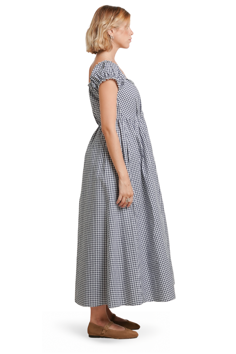 Lily Maternity Dress, Alternate, color, White & Navy Gingham