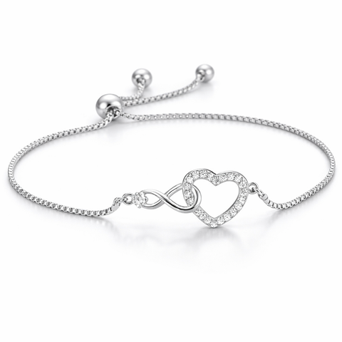 Crystal Infinity Heart Adjustable Bracelet