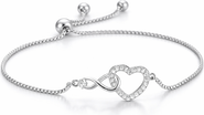 Donatello Gian Crystal Infinity Heart Adjustable Bracelet