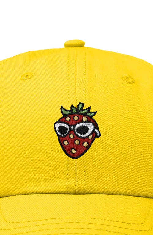 Dalix Strawberry Embroidered Casual Cap In Gold