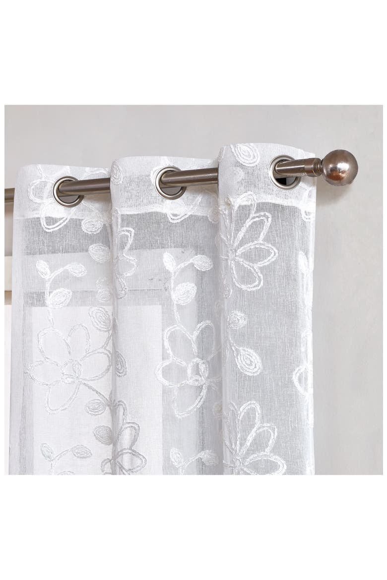 Rita Floral Set of 2 Sheer Panel Curtains, Alternate, color, WHITE