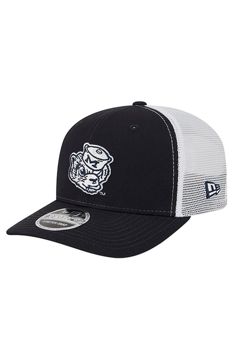 New Era Men's New Era Navy Michigan Wolverines Team 9SEVENTY COOLERA Trucker Adjustable Hat, Main, color, Navy