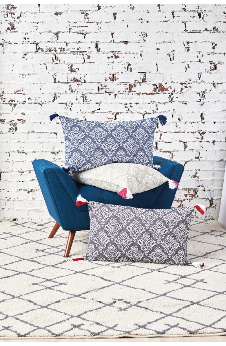 C&F Home Lottie Floral Tasseled Cotton Decorative Throw Pillow, GET, Alternate, color, Black