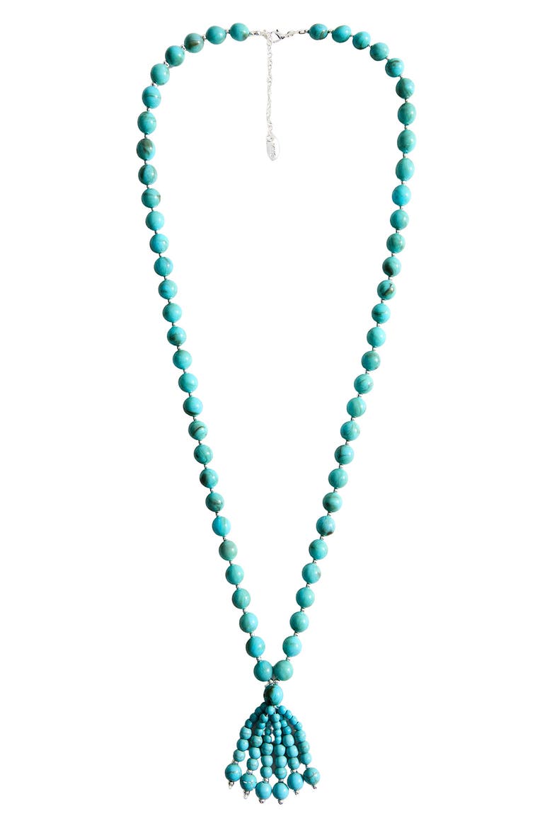 Beaded Tassel Necklace, Main, color, TURQUOISE
