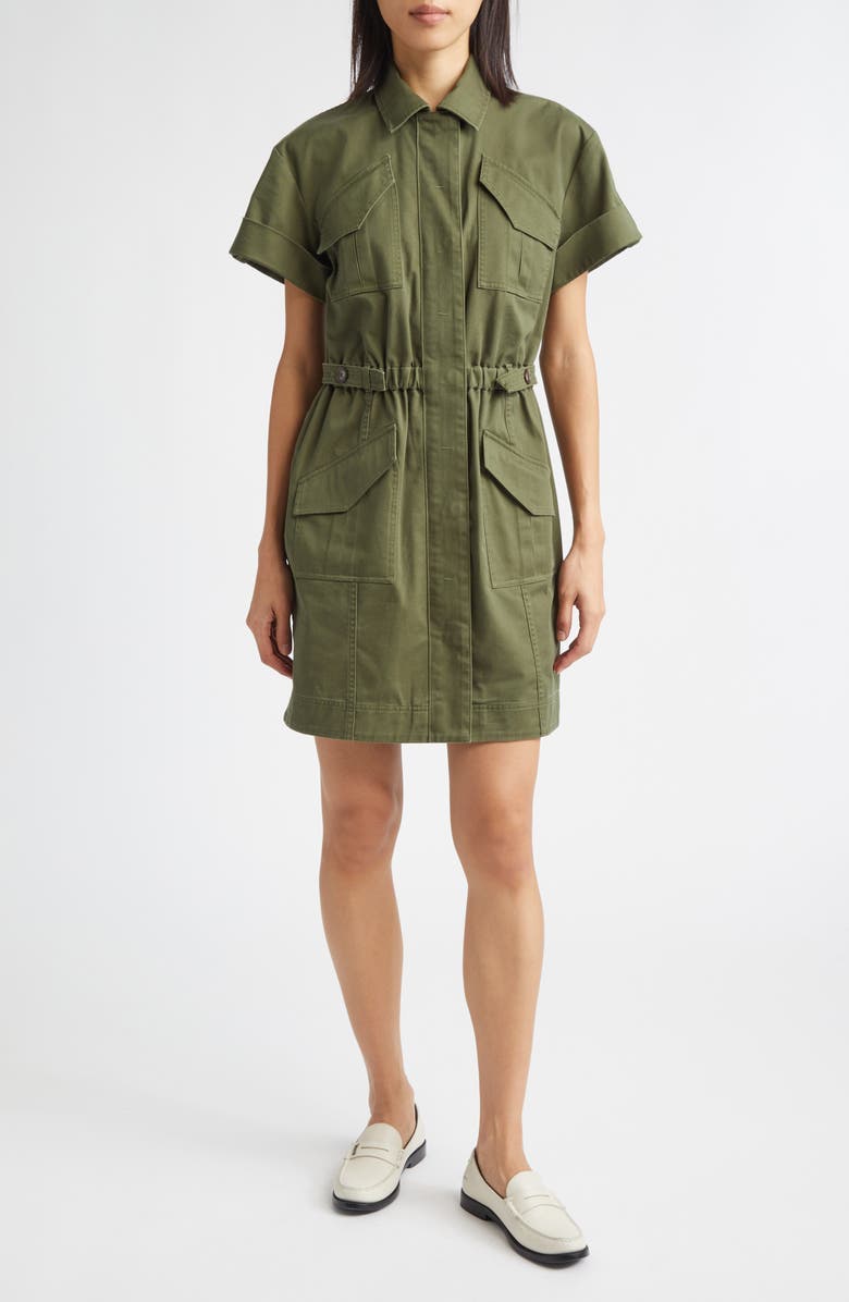 Derek Lam 10 Crosby Clotilde Cotton Blend Utility Dress, Main, color, Fatigue