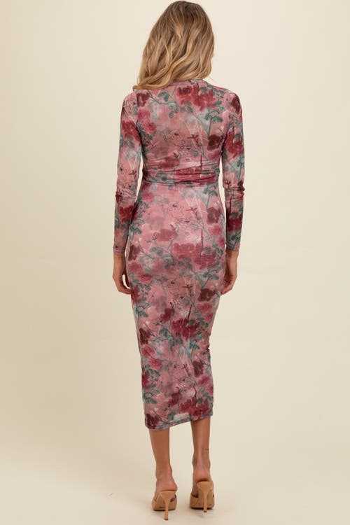 Pinkblush Floral Printed Mesh Overlay Maxi Dress In Multi