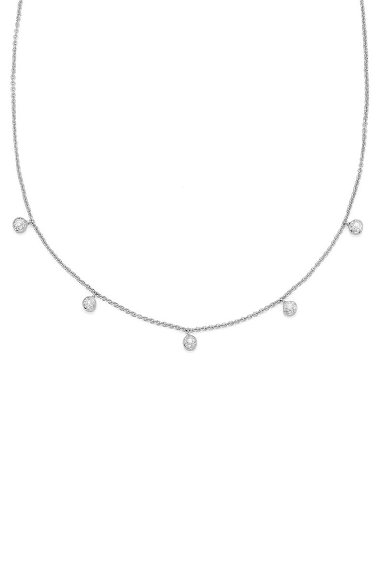 Fiji Tiny Button Diamond Slider Necklace, Alternate, color, SILVER