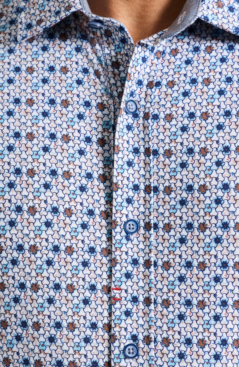 Robert Graham Ian Stretch Cotton Button-Up Shirt, Alternate, color, White Multi