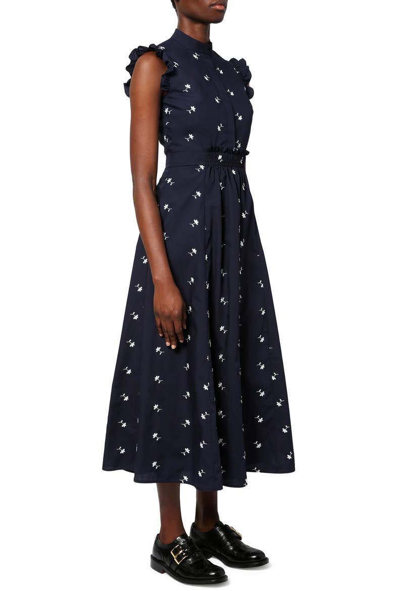 Evie Embroidered Floral Poplin Dress, Main, color, NAVY / WHITE