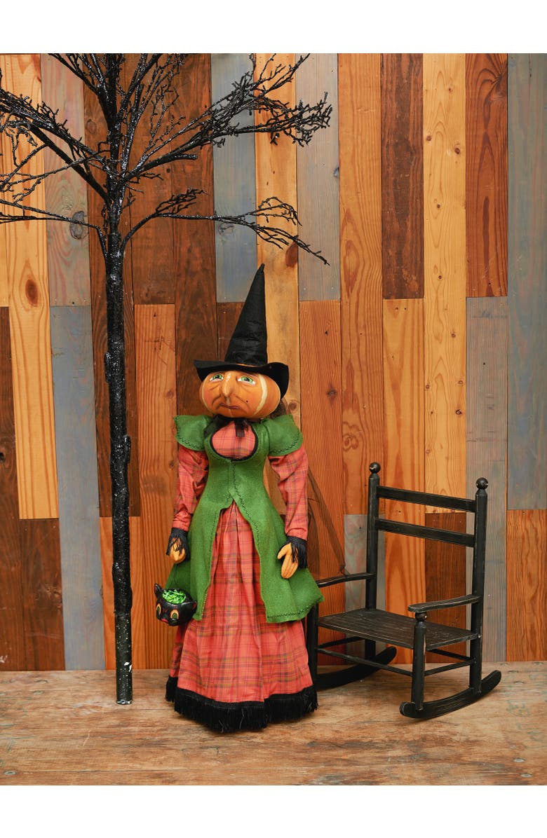Gallerie II Ophelia Pumpkin Witch on Stand Joe Spencer Gathered Traditions Halloween Art Doll Figure, Alternate, color, Orange