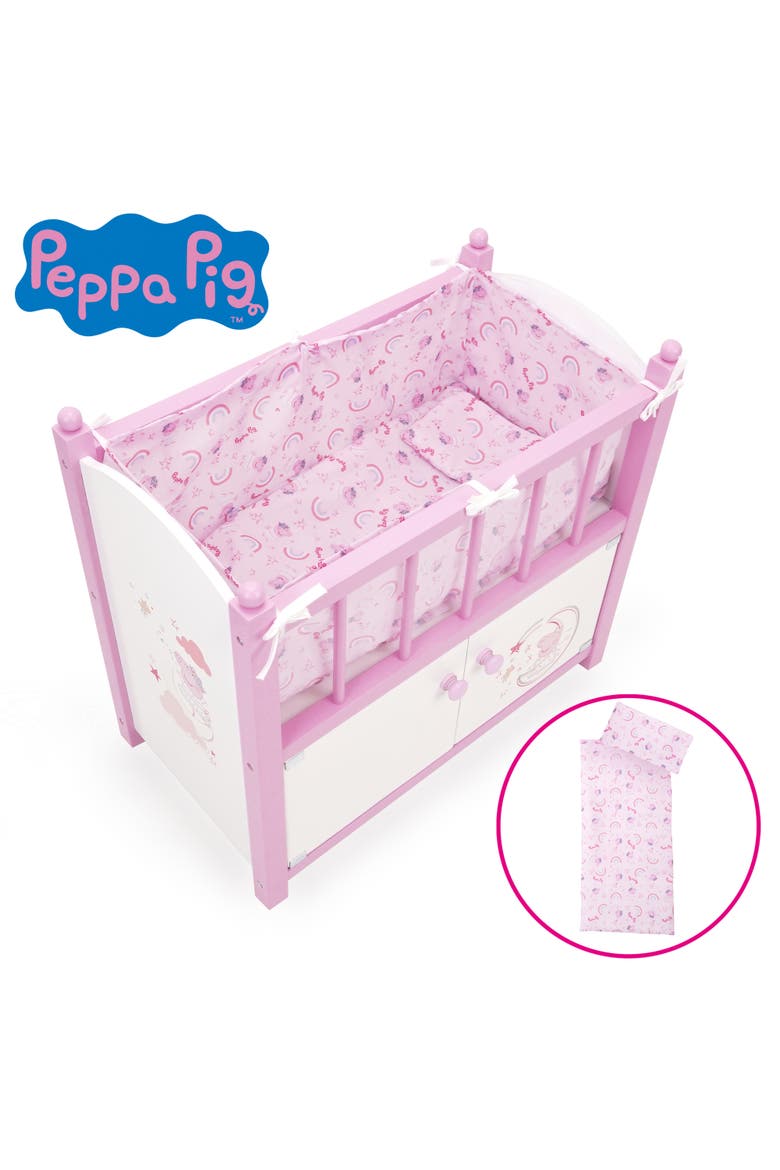 Peppa Pig 2-In-1 Wooden Doll Crib, Alternate, color, Multicolored