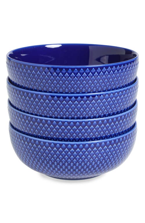 Lyngby Porcelaen Rhombe Color Set Of 4 Bowls In Dark Blue