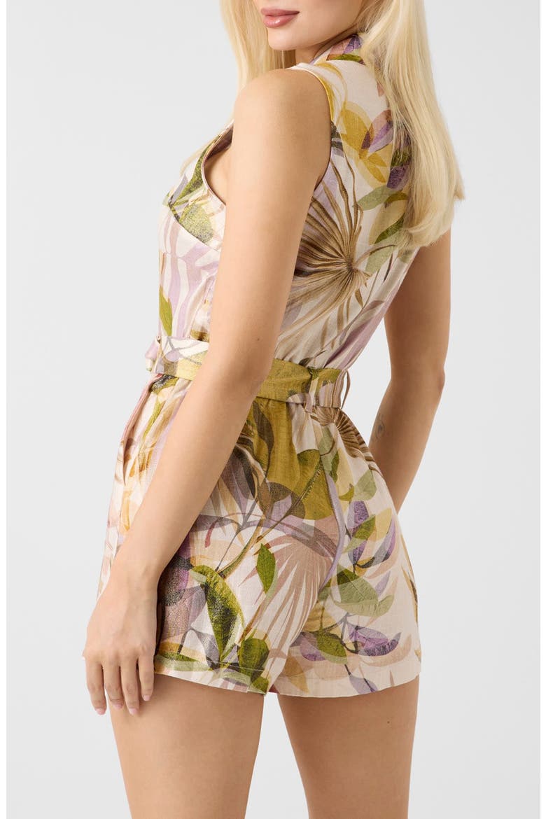 Jamie Print Sleeveless Romper, Alternate, color, PALM PRINT