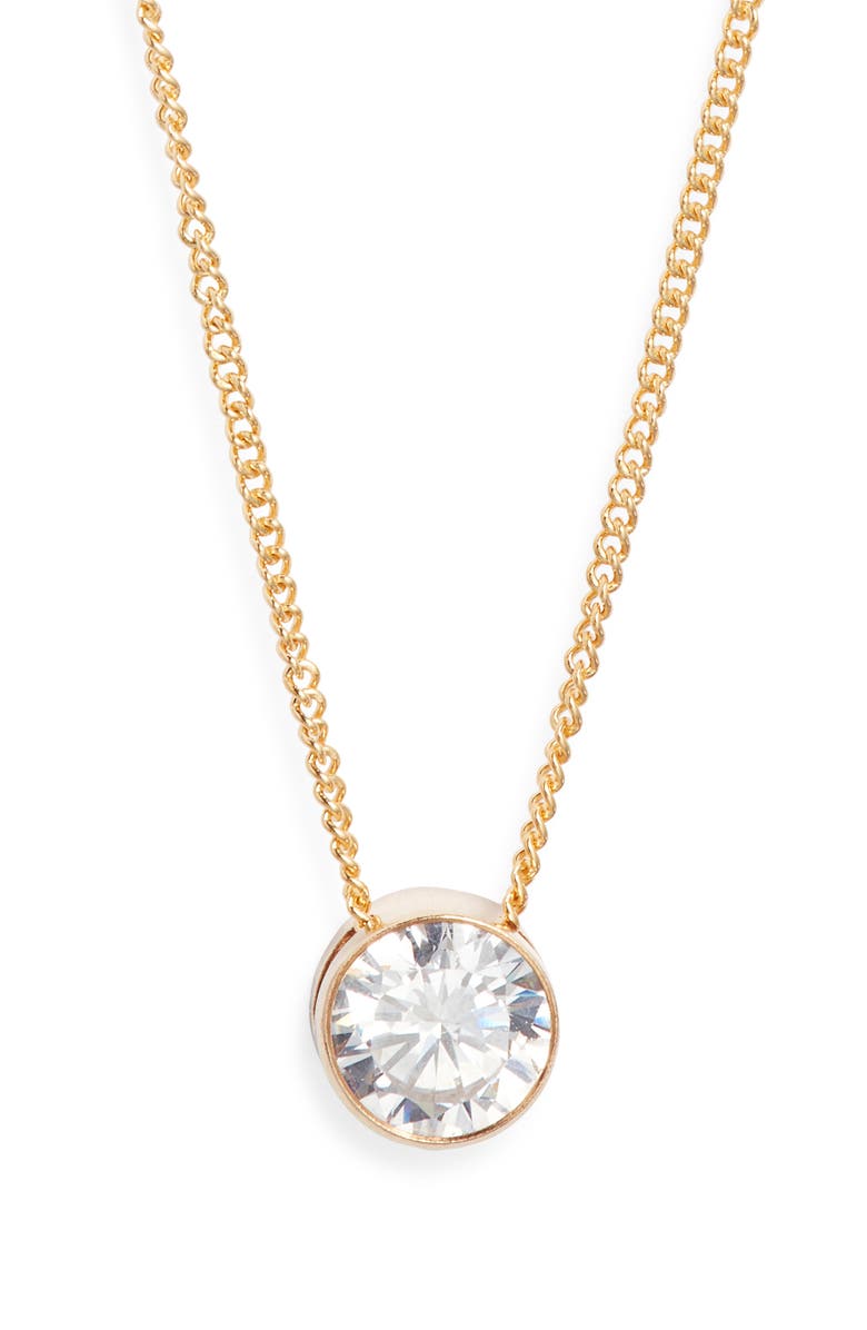 Set & Stones Birthstone Pendant Necklace, Main, color, Gold / April