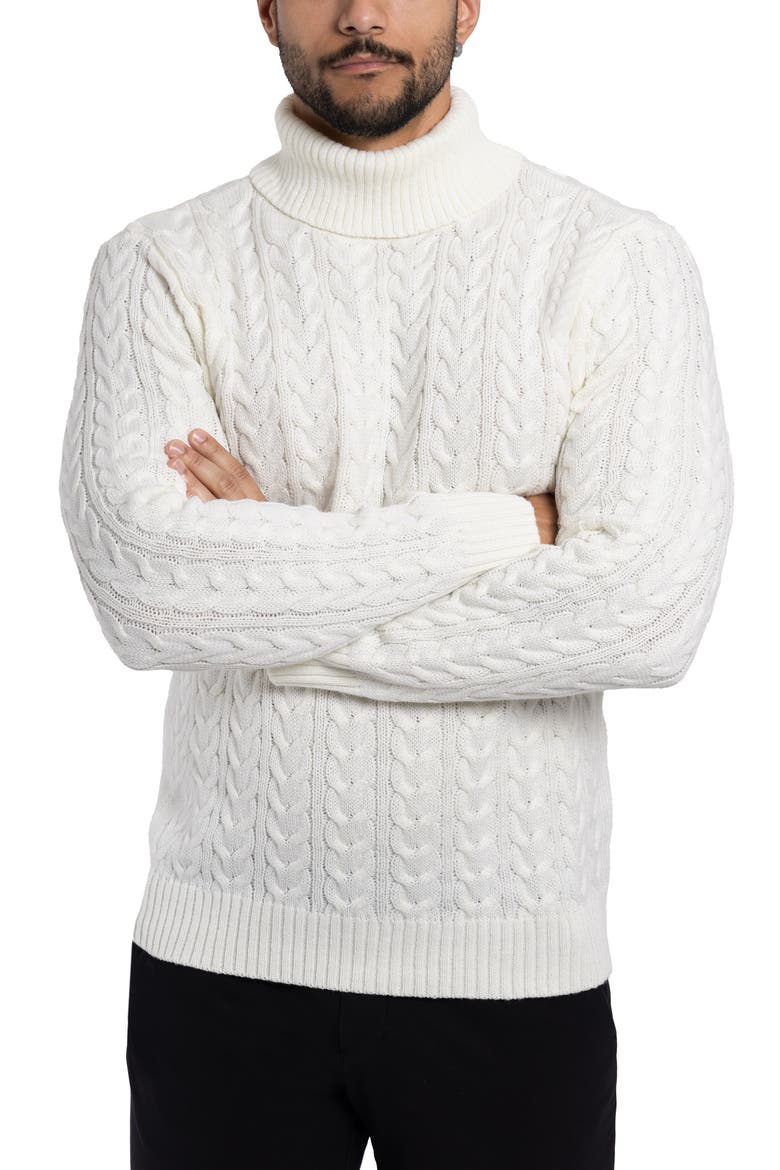 Cable Knit Turtleneck Sweater, Alternate, color, CREAM