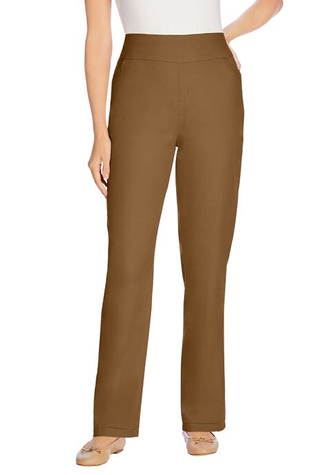 Smooth Waist Pull On Flex Fit Straight Leg Stretch Denim Jeans (plus)