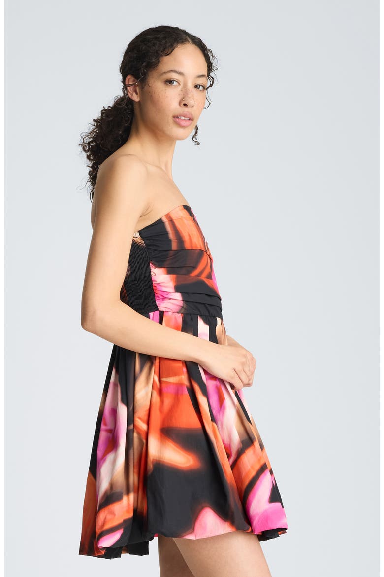 Ruched Strapless Minidress, Alternate, color, BLACK MULTI