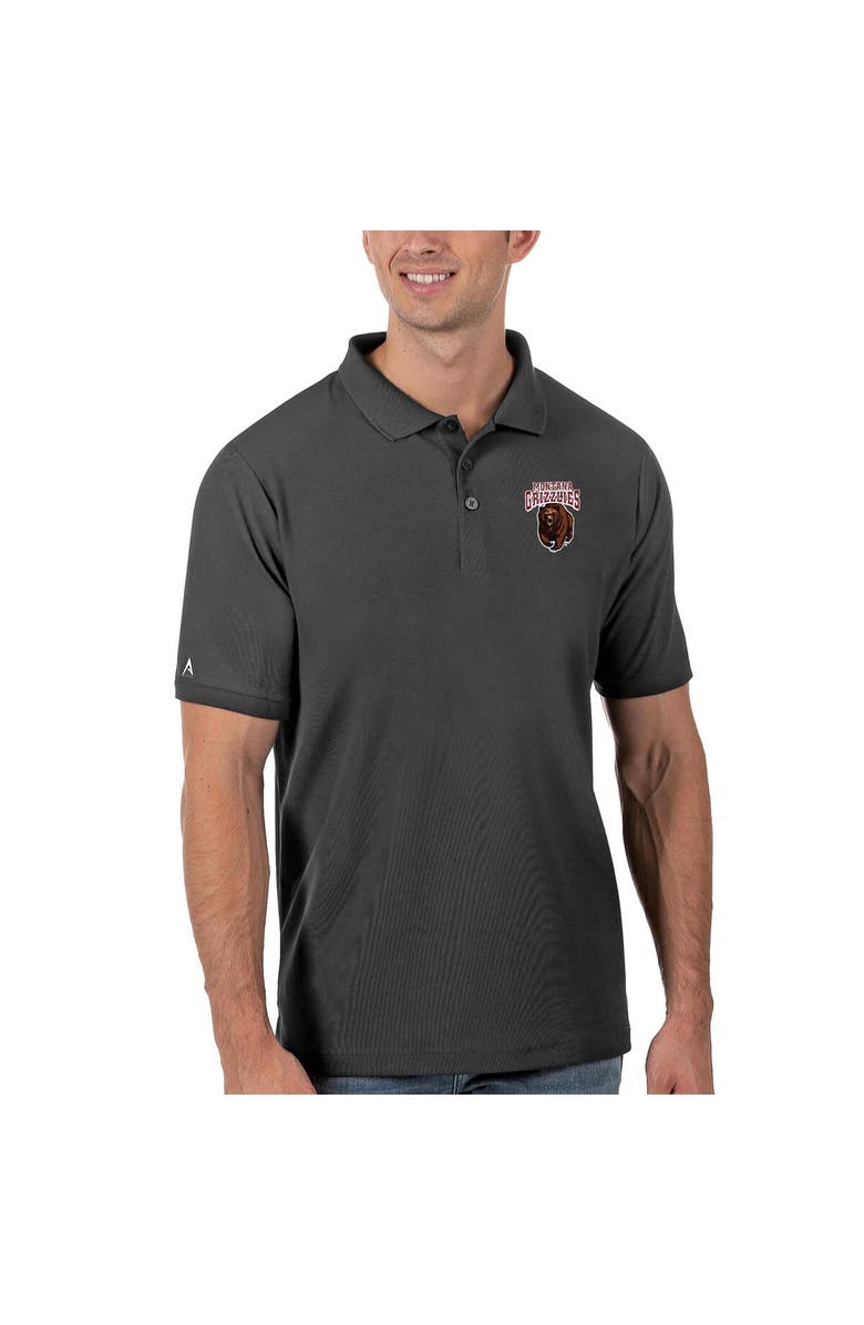 ANTIGUA Men's Antigua Anthracite Montana Grizzlies Legacy Pique Polo, Alternate, color, Anthracite