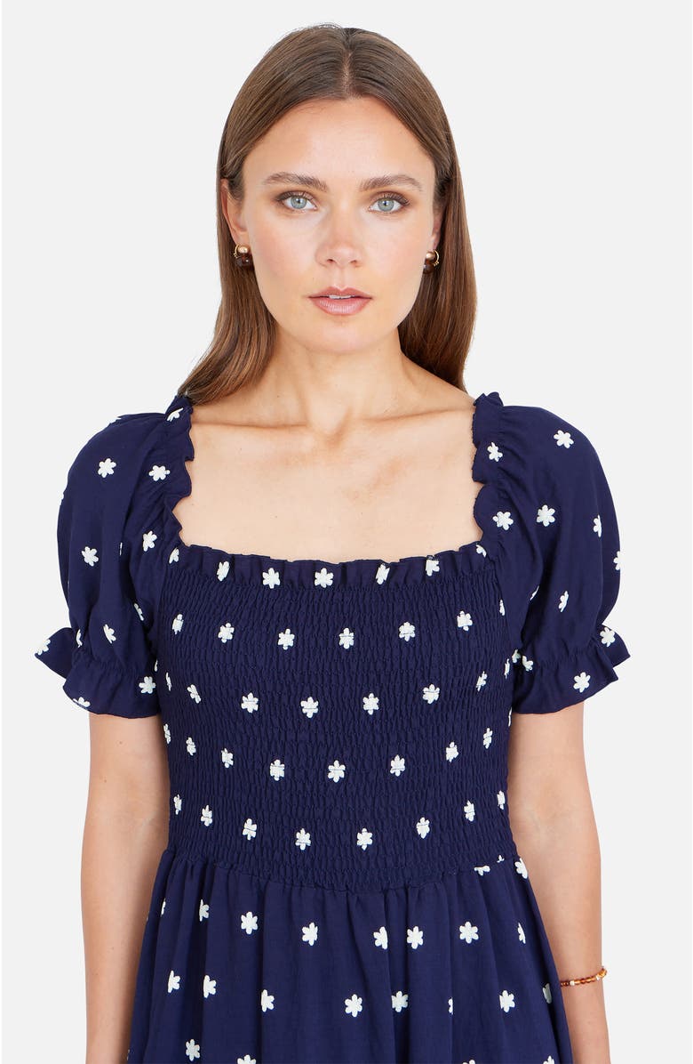 Yumi Border Hemline Smocked Maxi Dress, Alternate, color, Navy