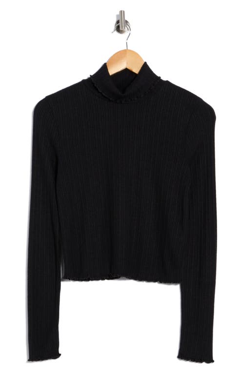 Madewell Ribbed Long Sleeve Turtleneck Crop Top In Black
