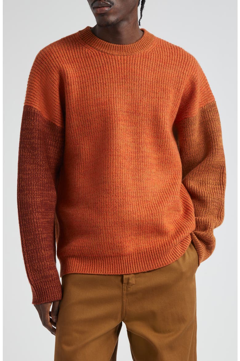 Odd Colorblock Wool Blend Sweater, Main, color, TONAL BROWN