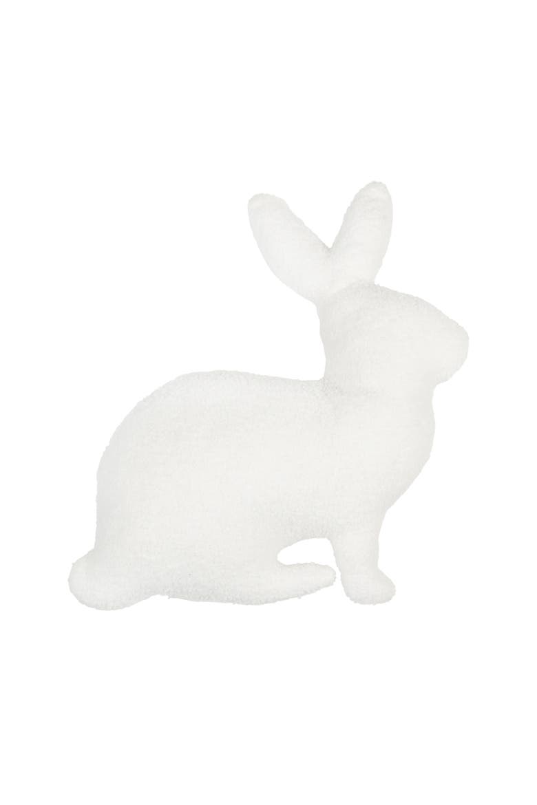 White Easter Bunny Silhouette Shaped Accent Throw Pillow, 16" x 18", Main, color, White