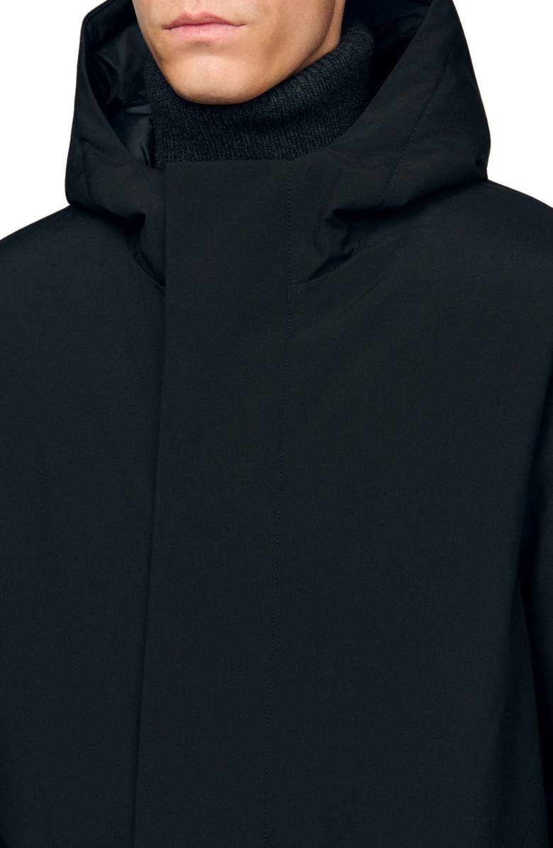 SANDRO Zip-up hooded parka, Alternate, color, Black