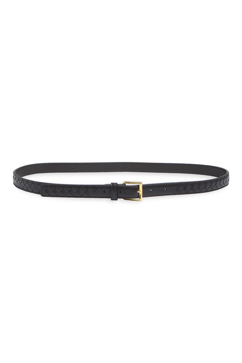 Intrecciato Leather Belt, Main, color, 2094 ESPRESSO-BRASS V