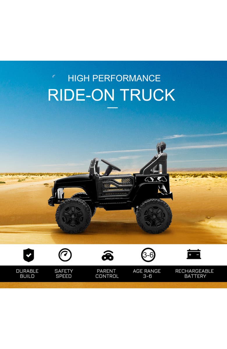 Aosom 12V Kids Off Road Ride On Truck with Remote Control, Adjustable Speed, Alternate, color, Black