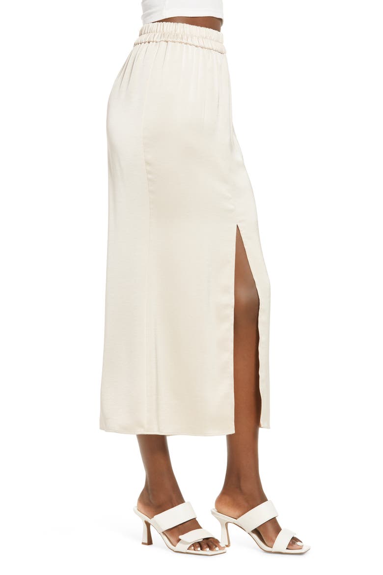 Satin Midi Skirt, Alternate, color, IVORY BONE