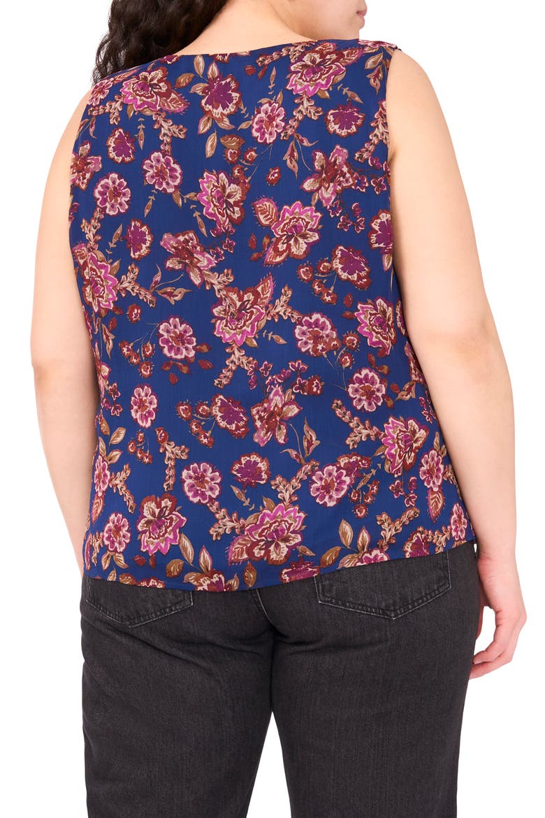 Floral Ruffle Neck Sleeveless Top, Alternate, color, DEEP SKY