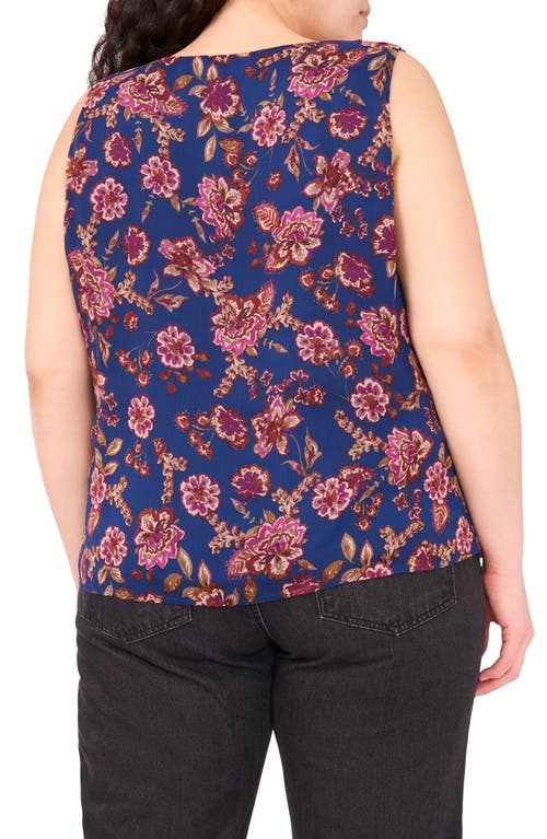 Vince Camuto Floral Ruffle Neck Sleeveless Top In Multi
