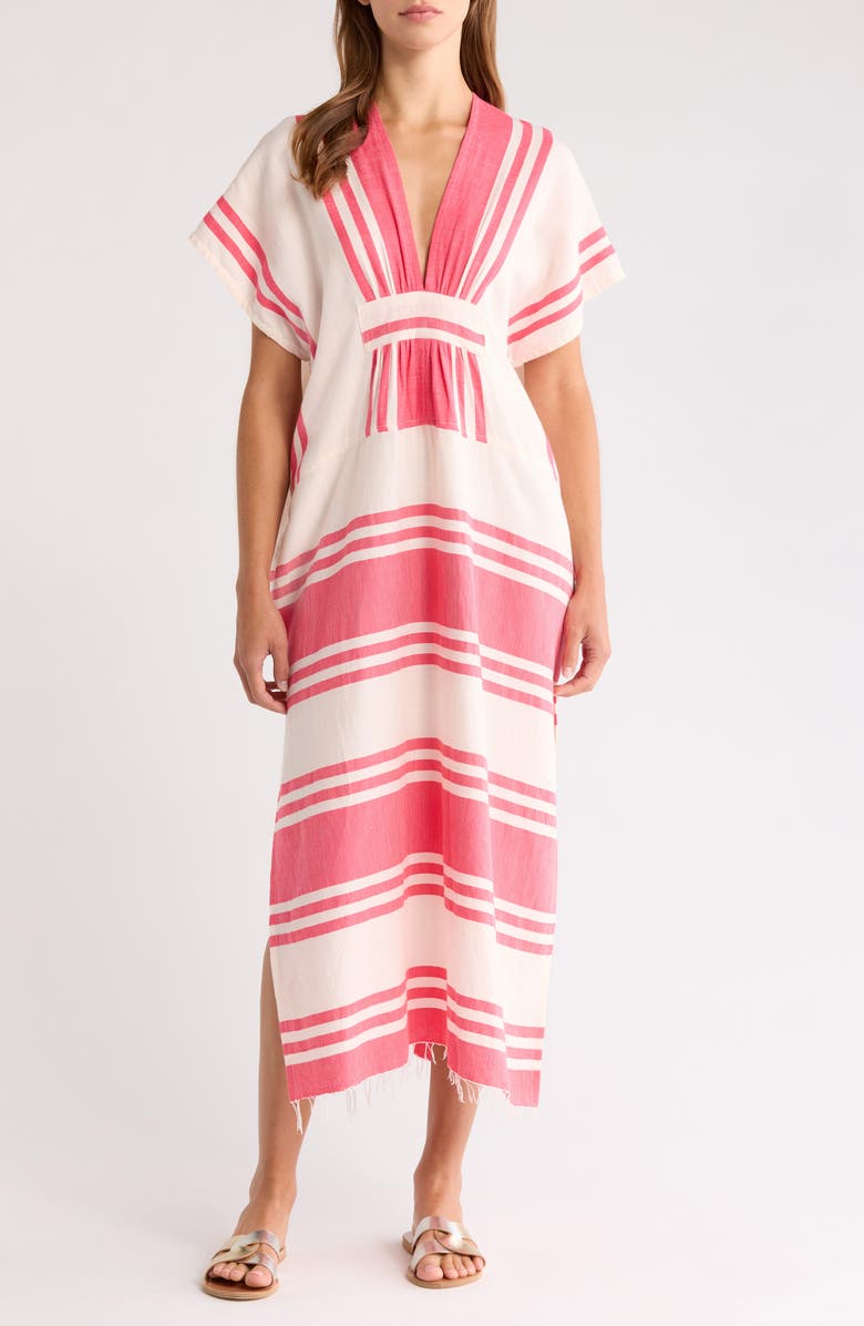 lemlem Gasira Stripe Cotton Cover-Up Caftan, Main, color, Ayelu Fragaria