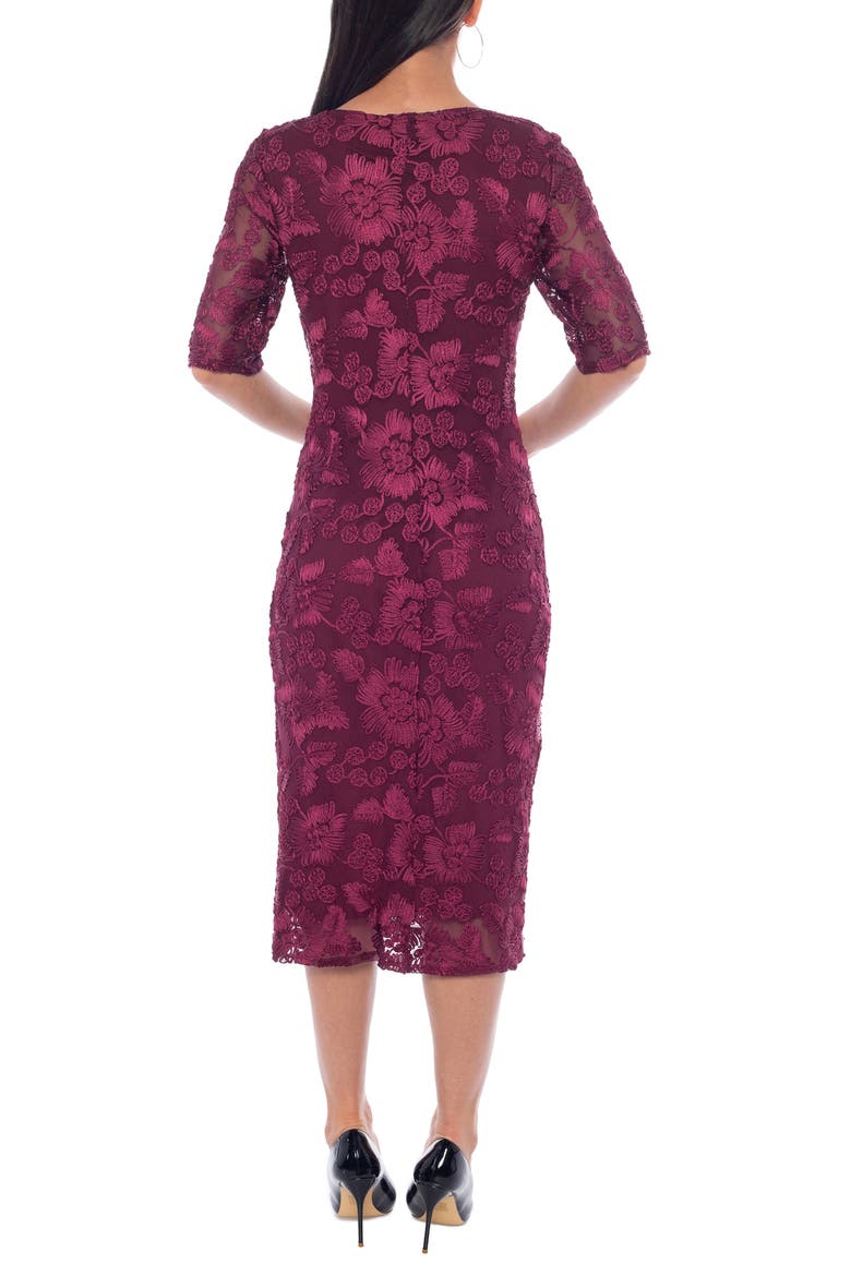 Soutache Lace Sheath Dress, Alternate, color, WINE