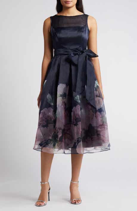 Floral Border Print Cocktail Dress