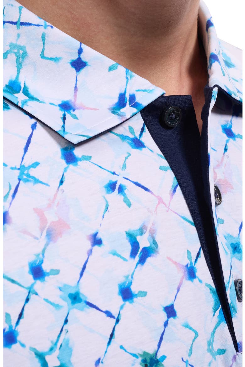 Hendrix Geo Print Pima Cotton Polo, Alternate, color, AQUA