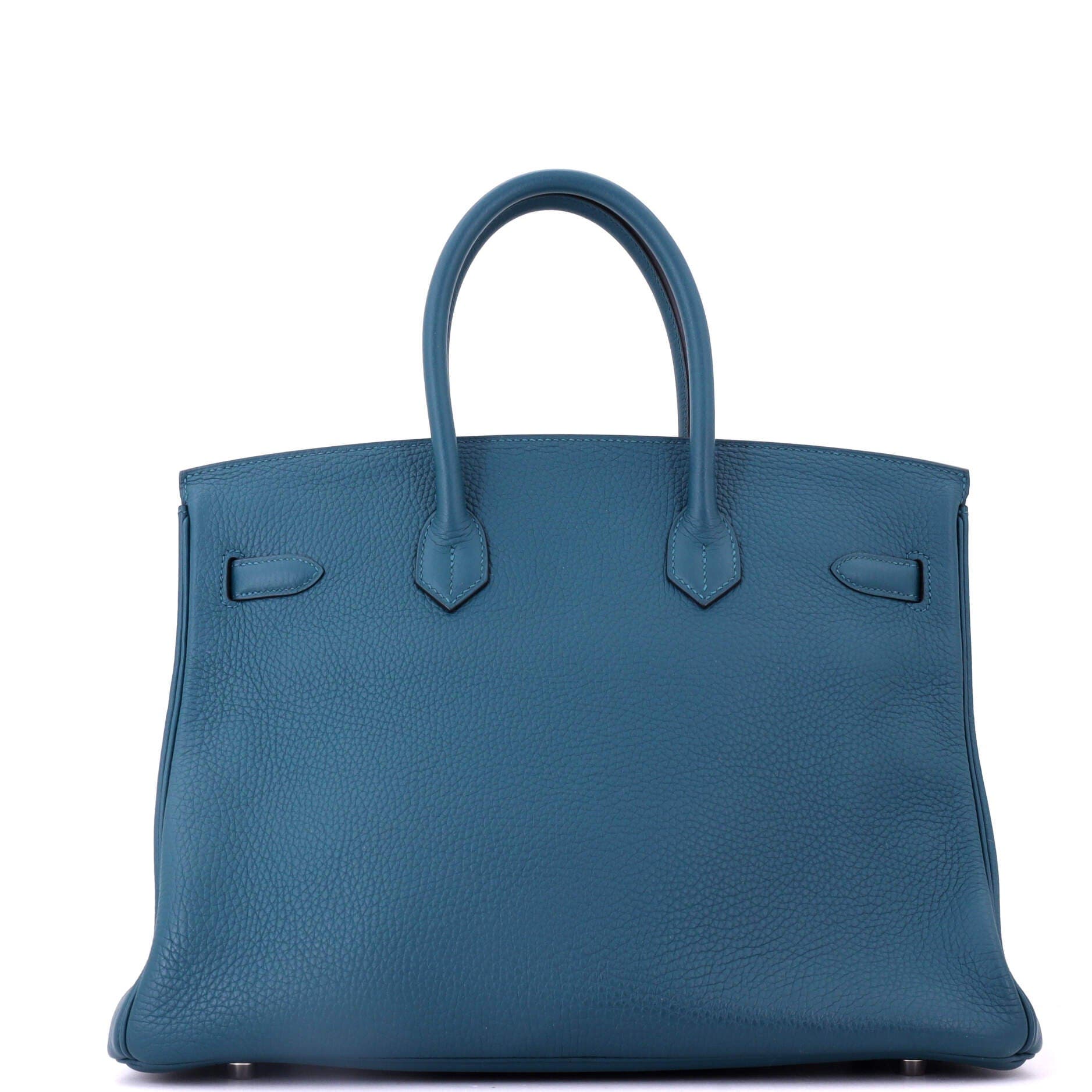 Pre-Owned Hermes Birkin Handbag Blue Clemence with Palladium Hardware 35, Alternate, color, Colvert