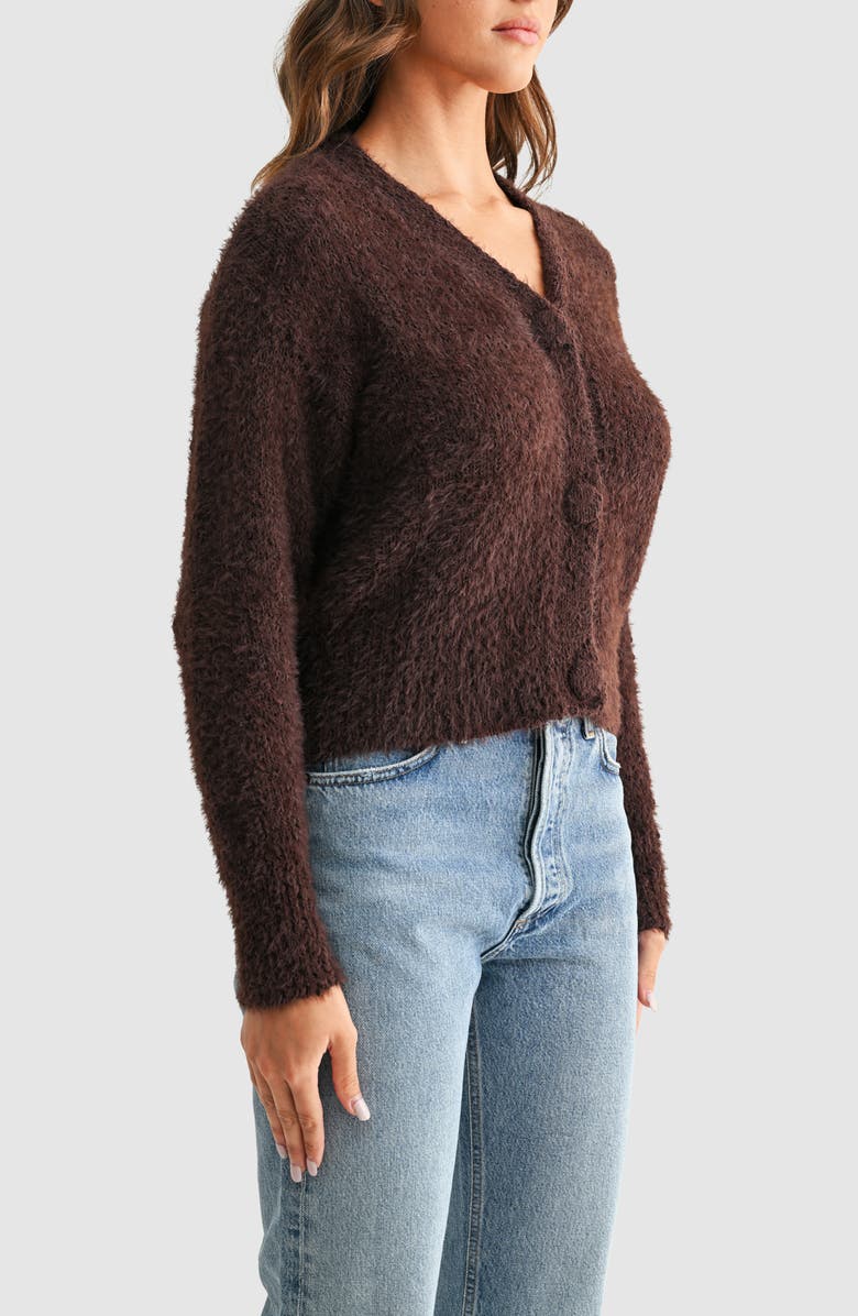 All in Favor V-Neck Cardigan, Alternate, color, Dark Brown