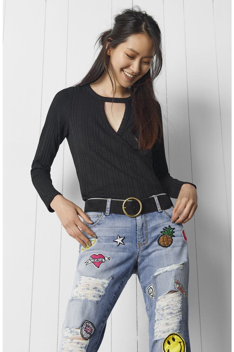 'Tomboy Skinny' Patched Jeans, Alternate, color, WEST TOPANGA