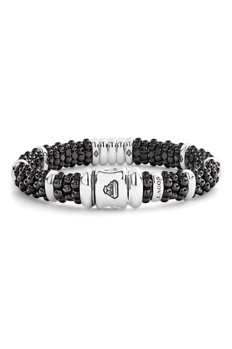 Black Caviar Ceramic & Diamond Bracelet, Main, color, SILVER