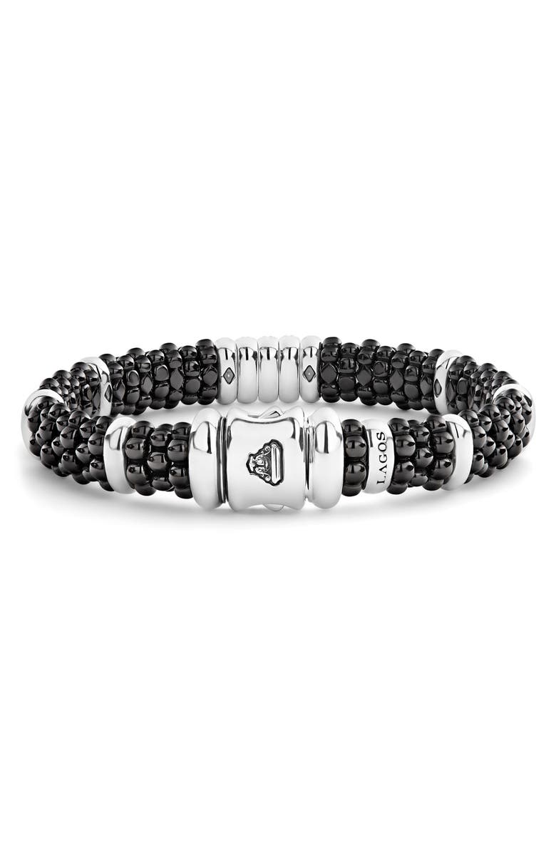 LAGOS Black Caviar Ceramic & Diamond Bracelet, Main, color, Silver