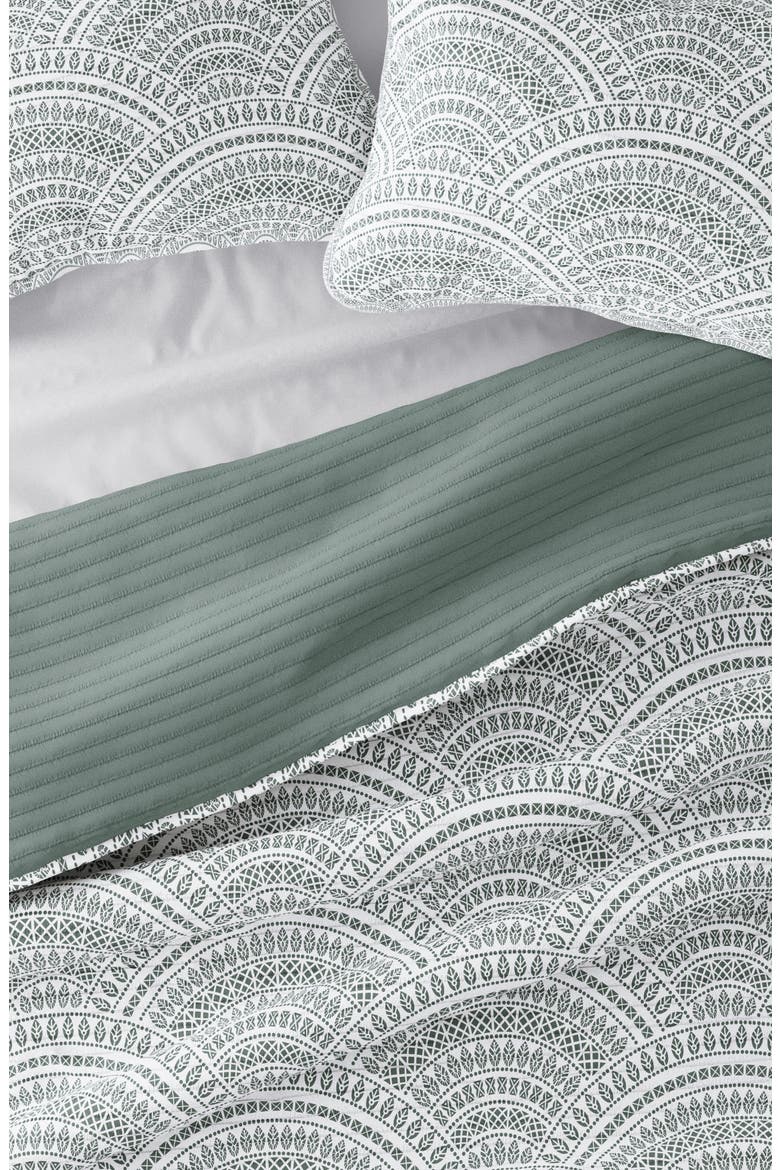 All Season Scalloped 3-Piece Down Alternative Reversible Quilt Set, Alternate, color, EUCALYPTUS
