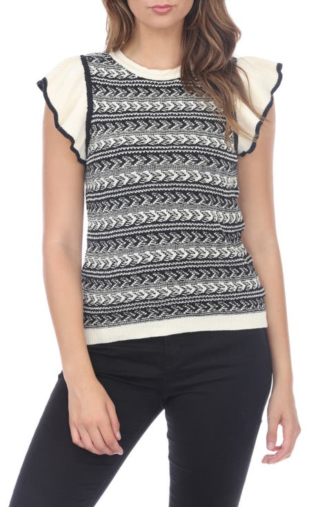 Ruffle Cap Sleeve Sweater