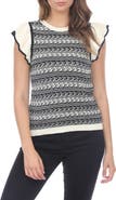 RAIN AND ROSE Ruffle Cap Sleeve Sweater